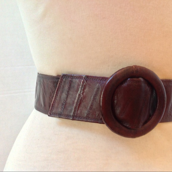 Vintage Eel Skin Brown Leather Belt Saddle Wrap